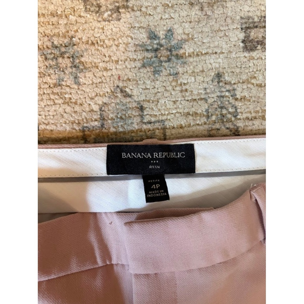 Banana Republic Ryan Slim Straight Leg Trousers Dusty Rose Pink Petite 4P 0004